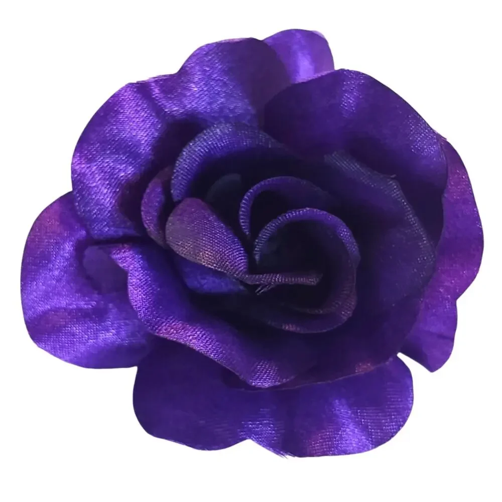 50 Purple Satin Rose Heads Stemless Wedding Floral Craft DIY Wreath 2.5in